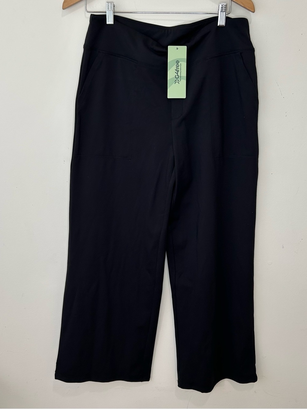 G4Free Petite Women's Wide Leg Pants Yoga Dress Pockets Straight Black Size 2XL